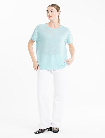 T-shirt col rond femme 100% cachemire déjaugé - AVA 6