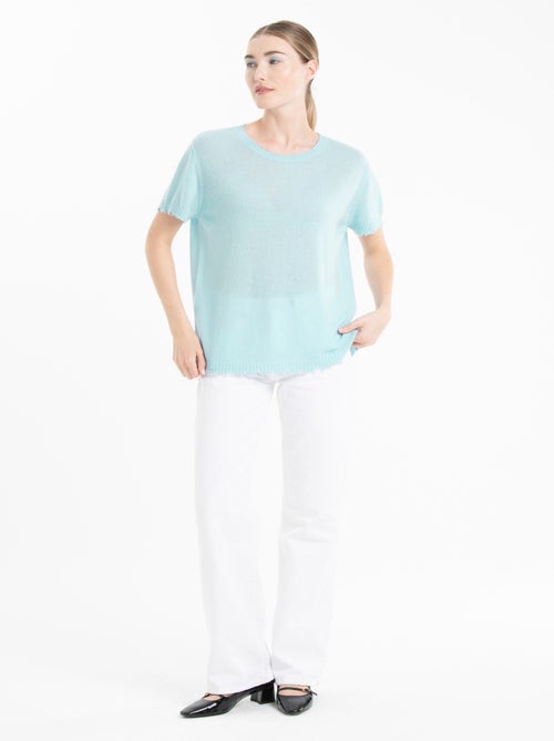 T-shirt col rond femme 100% cachemire déjaugé - AVA 6 - Kiabi