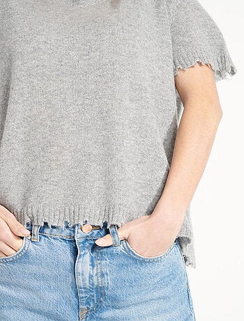 T-shirt col rond femme 100% cachemire déjaugé - AVA 6