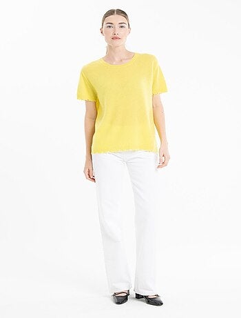 T-shirt col rond femme 100% cachemire déjaugé - AVA 6