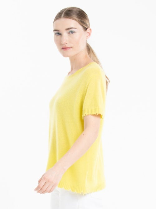 T-shirt col rond femme 100% cachemire déjaugé - AVA 6 - Kiabi