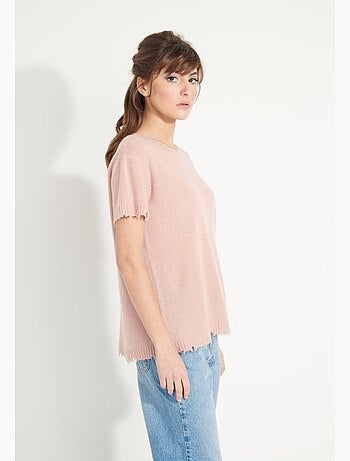 T-shirt col rond femme 100% cachemire déjaugé - AVA 6