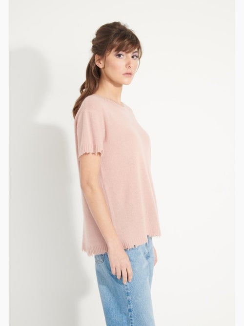 T-shirt col rond femme 100% cachemire déjaugé - AVA 6 - Kiabi