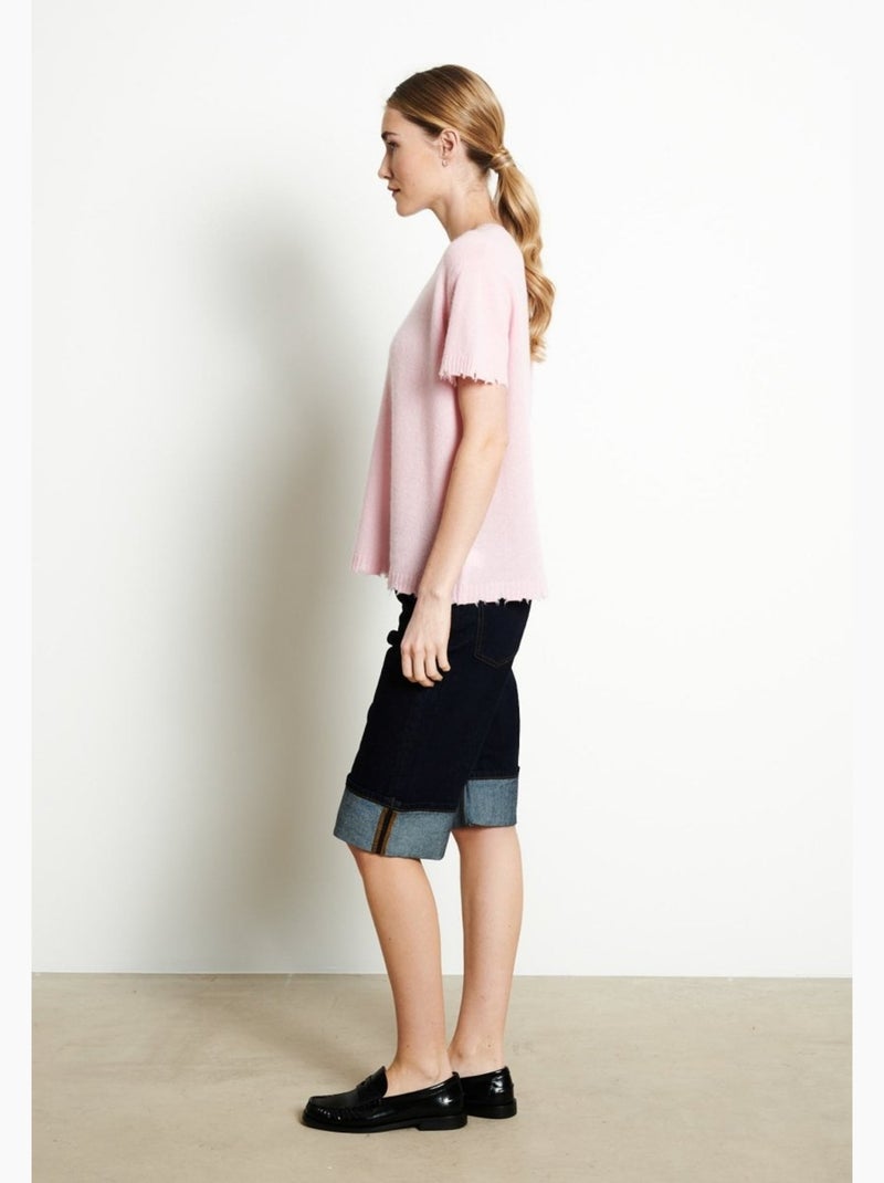 T-shirt col rond femme 100% cachemire déjaugé - AVA 6 Rose clair - Kiabi