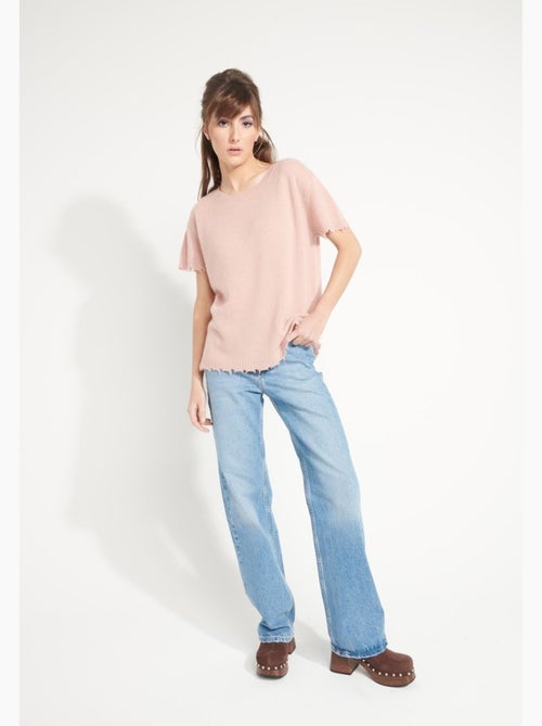 T-shirt col rond femme 100% cachemire déjaugé - AVA 6 - Kiabi