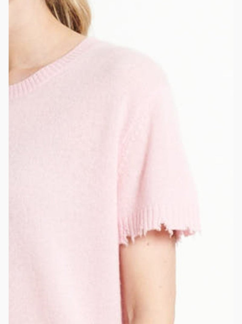 T-shirt col rond femme 100% cachemire déjaugé - AVA 6 Rose clair - Kiabi