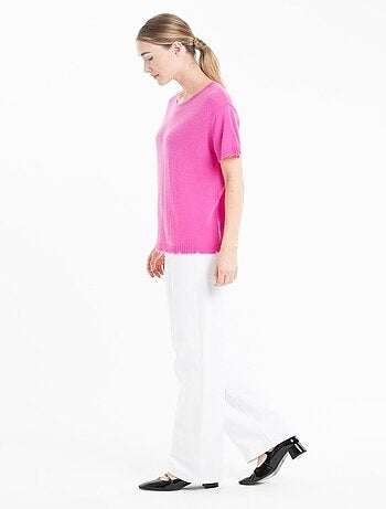 T-shirt col rond femme 100% cachemire déjaugé - AVA 6