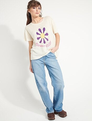 T-shirt col rond femme 100% cachemire déjaugé - AVA 8