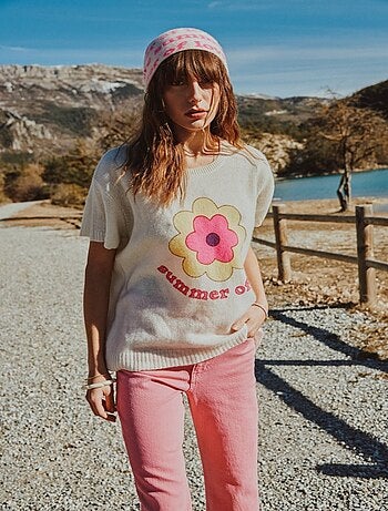 T-shirt col rond femme 100% cachemire déjaugé - AVA 9