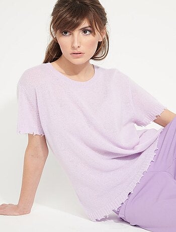 T-shirt col rond femme en cachemire déjaugé - AVA 6