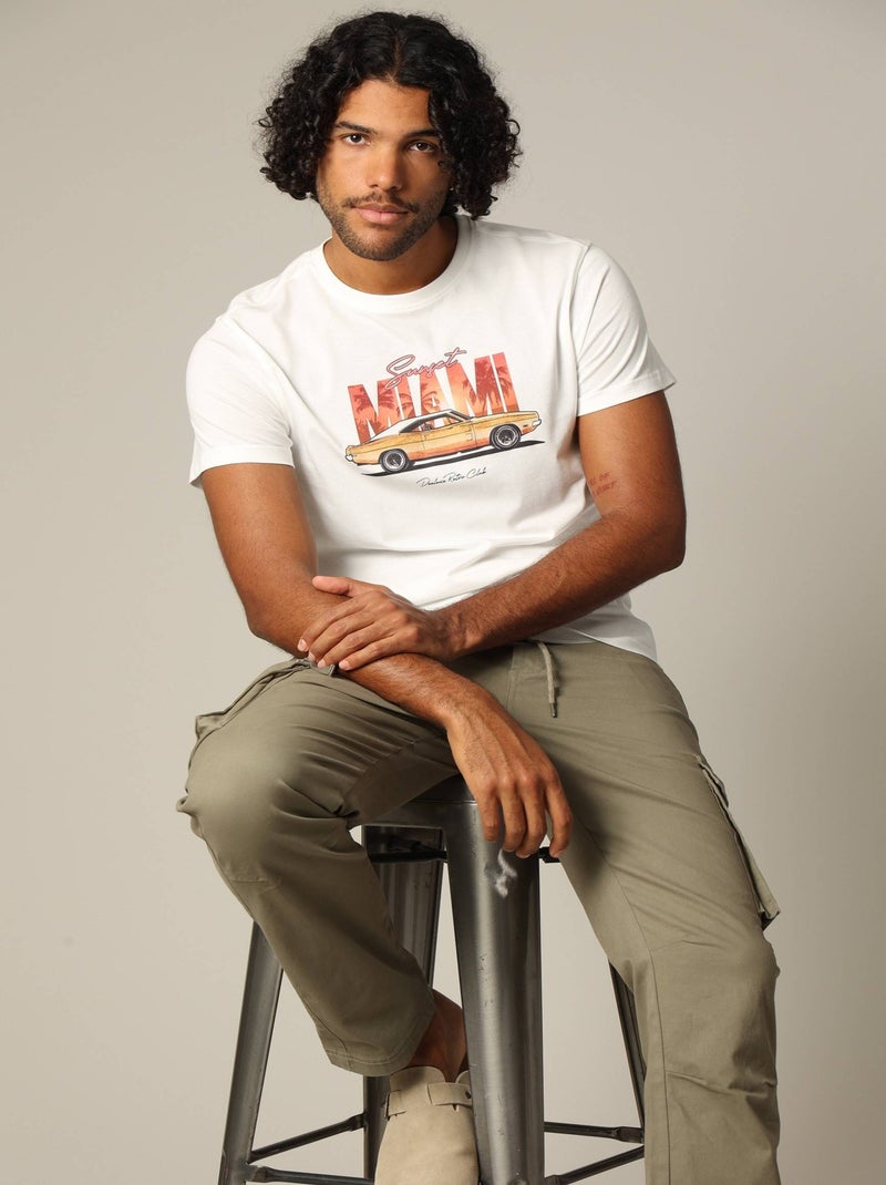 T-shirt col rond FLORIDE pour un style estival décontracté 'Deeluxe' Ecru - Kiabi