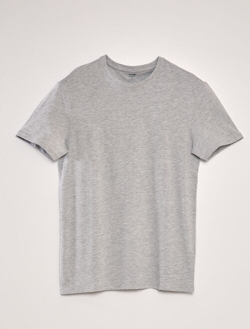 T-shirt col rond                                                                                                                                                                                         gris chiné clair 
