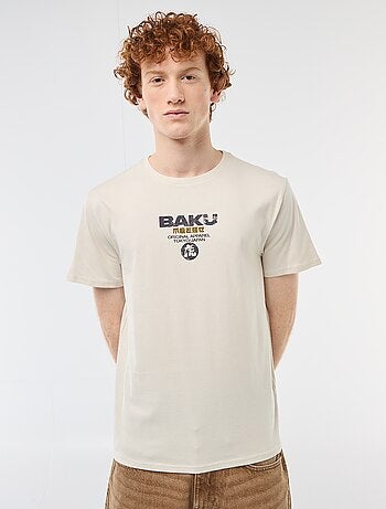 T-shirt col rond imprimé en coton