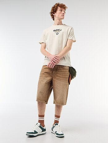 T-shirt col rond imprimé en coton