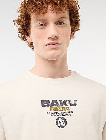 T-shirt col rond imprimé en coton