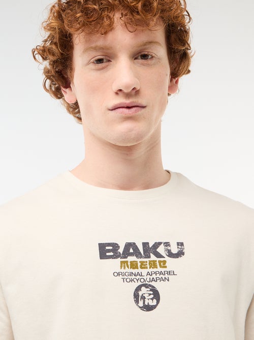 T-shirt col rond imprimé en coton - Kiabi