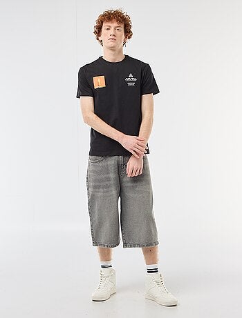 T-shirt col rond imprimé en coton
