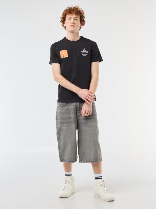 T-shirt col rond imprimé en coton - Kiabi