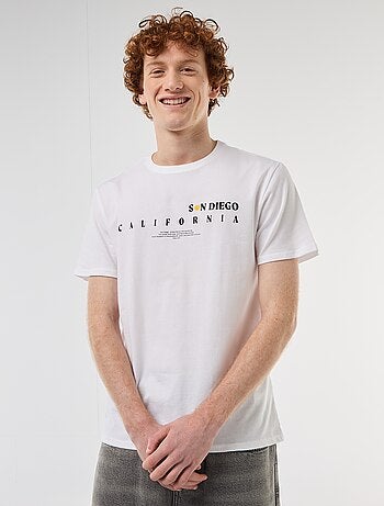 T-shirt col rond imprimé en coton