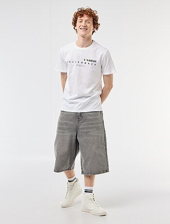 T-shirt col rond imprimé en coton