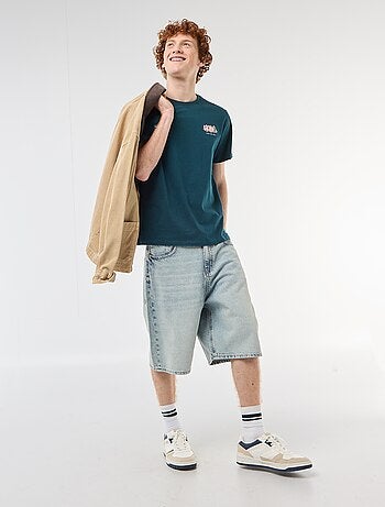 T-shirt col rond imprimé en coton