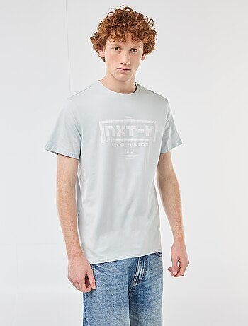 T-shirt col rond imprimé en coton