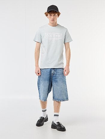 T-shirt col rond imprimé en coton