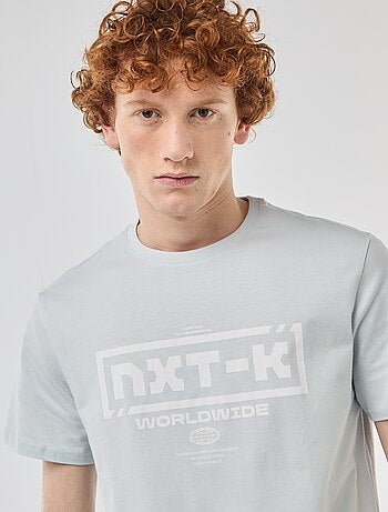 T-shirt col rond imprimé en coton
