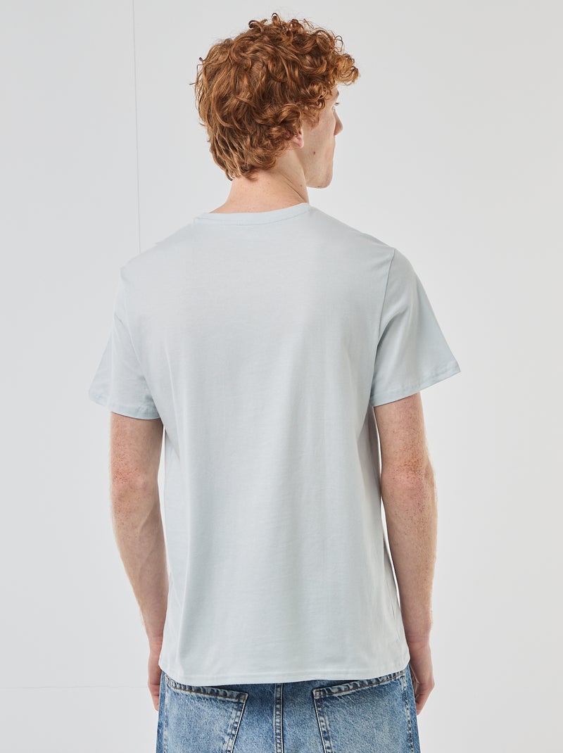 T-shirt col rond imprimé en coton Gris - Kiabi
