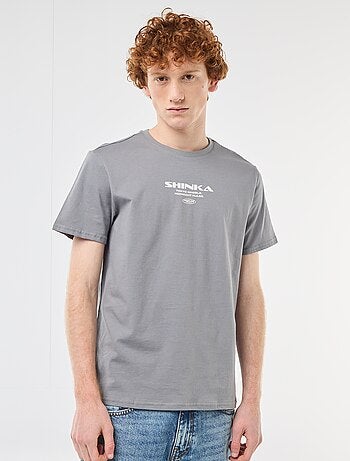 T-shirt col rond imprimé en coton