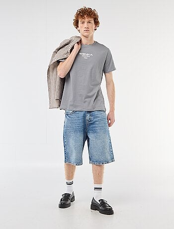 T-shirt col rond imprimé en coton