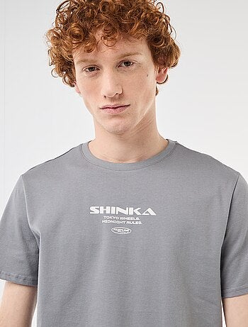 T-shirt col rond imprimé en coton