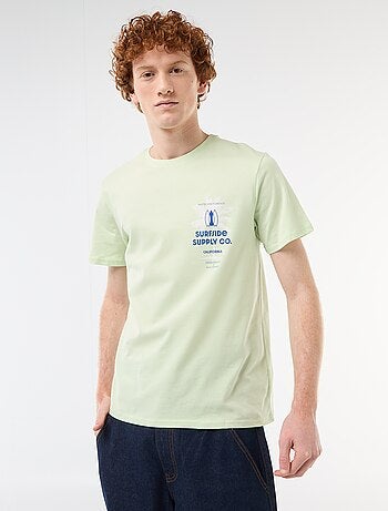 T-shirt col rond imprimé en coton