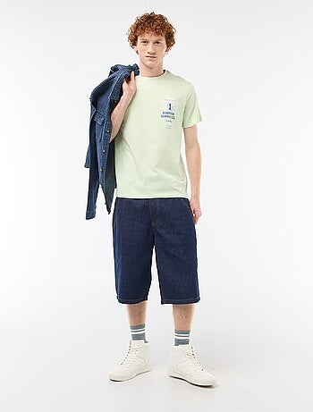 T-shirt col rond imprimé en coton