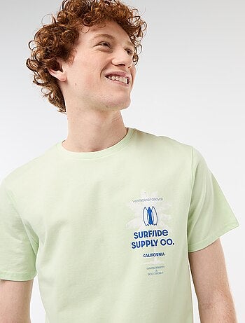 T-shirt col rond imprimé en coton