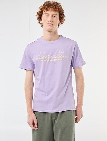 T-shirt col rond imprimé en coton
