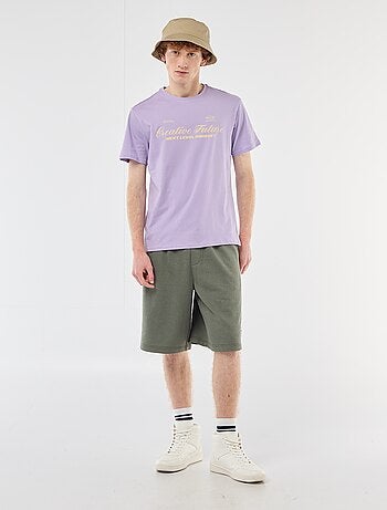 T-shirt col rond imprimé en coton