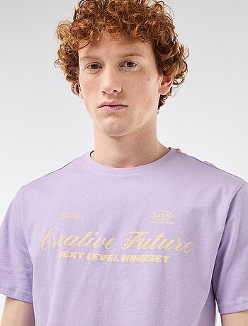 T-shirt col rond imprimé en coton