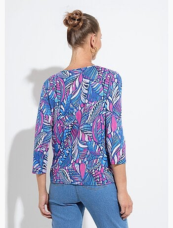 T-shirt col rond imprimé patchwork