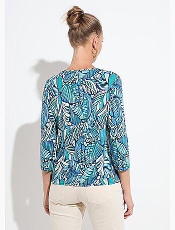 T-shirt col rond imprimé patchwork