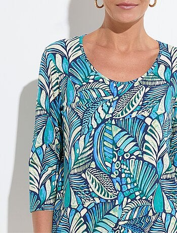 T-shirt col rond imprimé patchwork