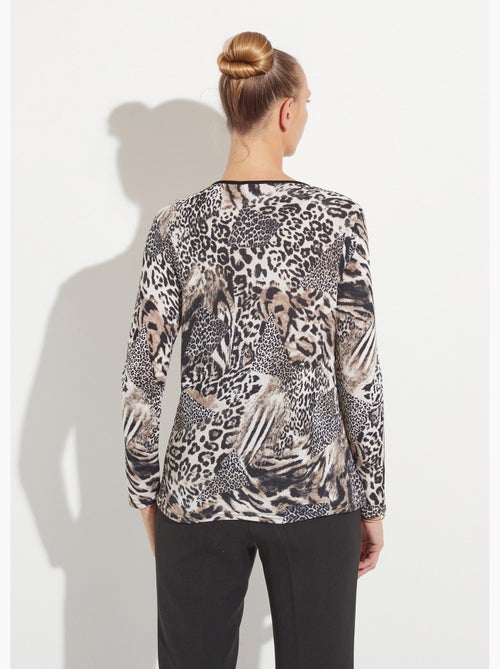 T-shirt col rond imprimé patchwork peau de bête - Kiabi