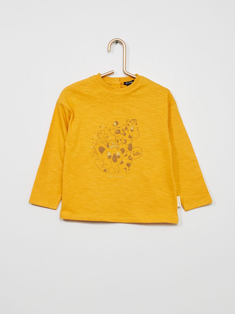 T-shirt col rond jaune - Kiabi