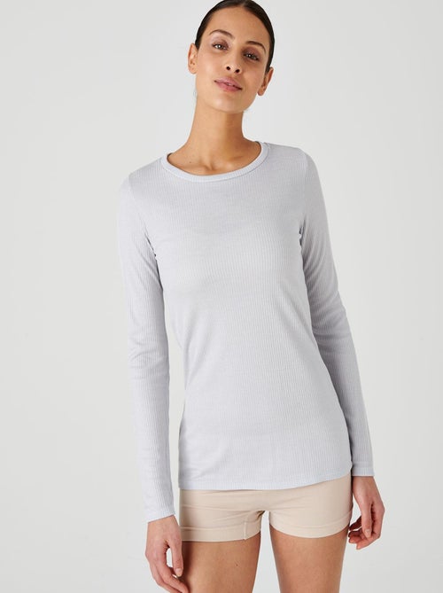 T-shirt col rond maille côtelée Thermolactyl - Damart - Kiabi