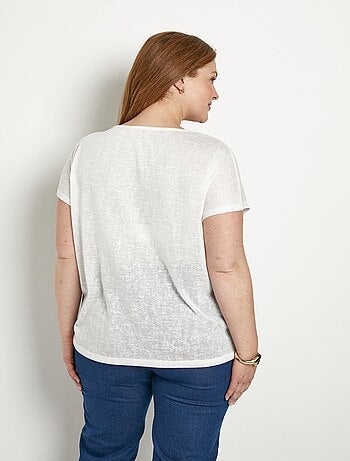 T-shirt col rond maille flammée motif doré