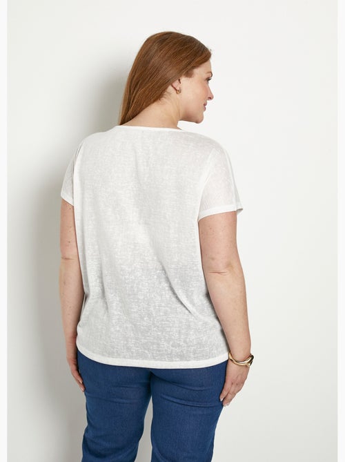 T-shirt col rond maille flammée motif doré - Kiabi