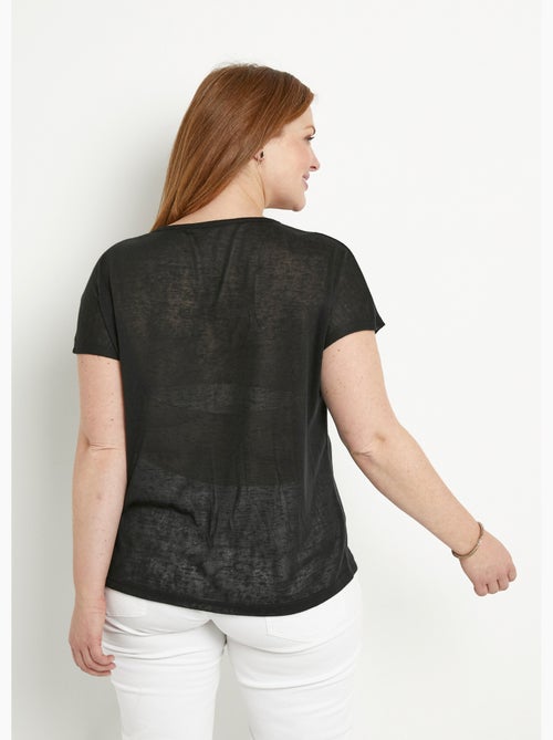 T-shirt col rond maille flammée motif doré - Kiabi T-shirt col rond maille flammée motif doré - Kiabi