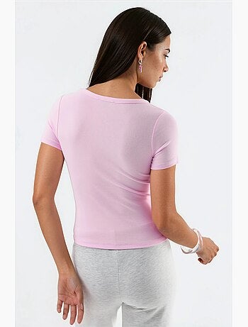 T-shirt col rond maille manches courtes boutons busem
