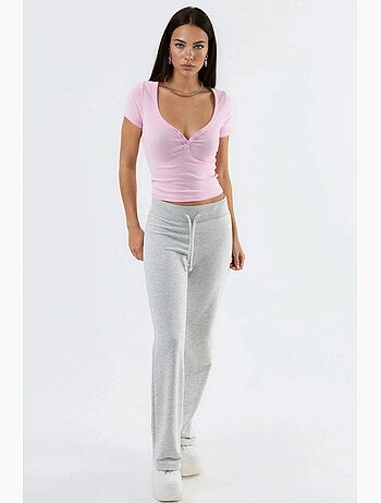 T-shirt col rond maille manches courtes boutons busem
