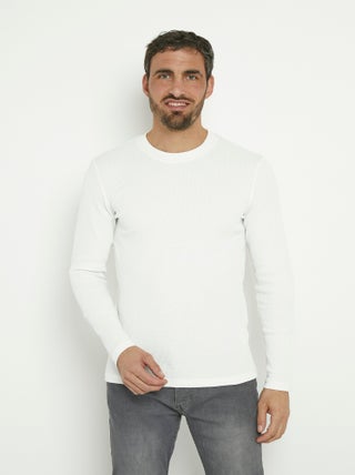 T-shirt col rond maille texturée épaisse